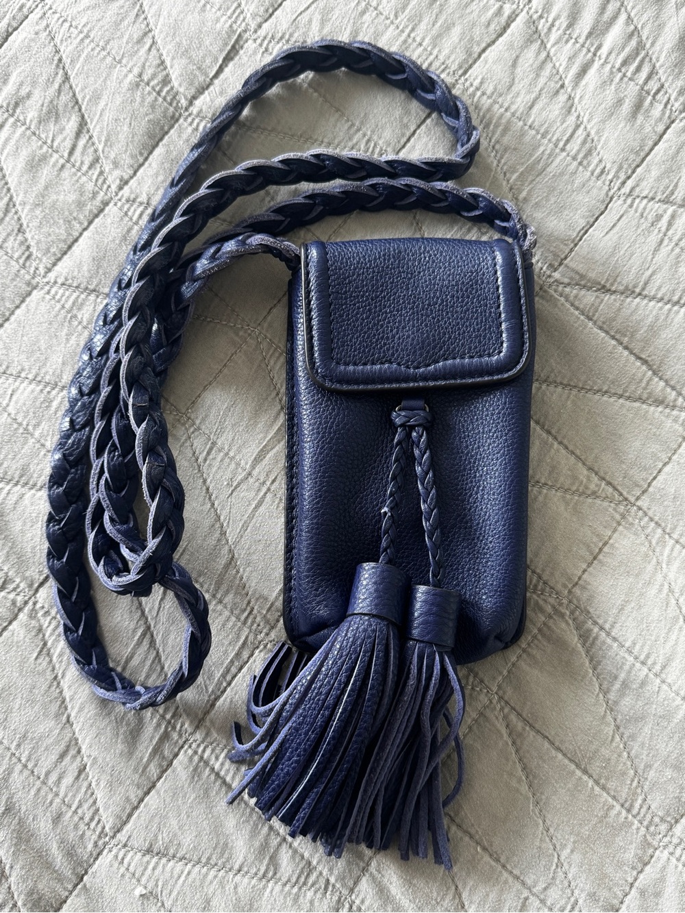 Rebecca Minkoff Leather Crossbody Phone Pouch with Tassel